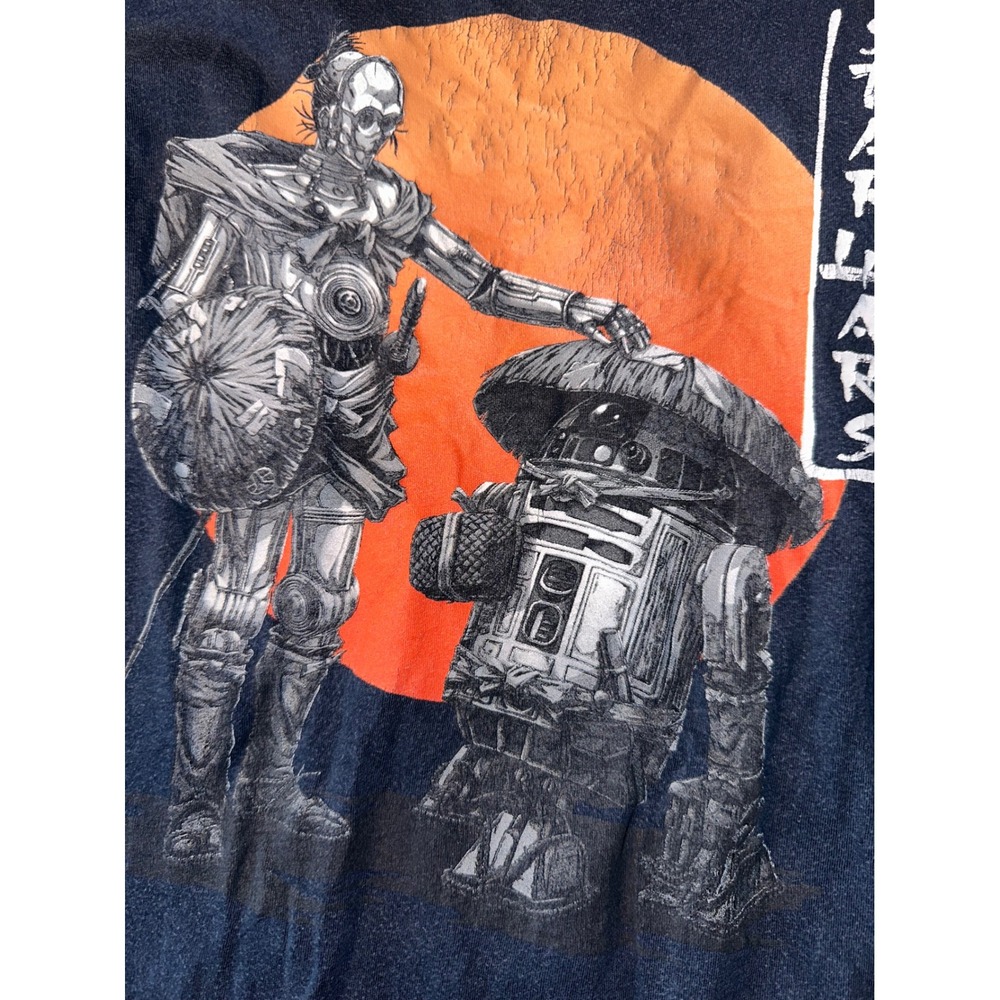 Star Wars Fifth Sun C-3PO R2-D2 Ronin Samurai Graphic T-Shirt Mens XL Charcoal